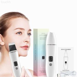 Electric Face Scrubbers EMS Ultrasonic Skin Scrubber Vibration Facial Spatula Peeling Shovel Ion Acne Blackhead Remover Clean Cavitation Face Massager L230920