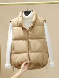 Women's Vests Sleeveless Puffer Jacket Women Warm Waistcoat Zipper Colours Korean Fashion Loose In Winter Clothes 2023