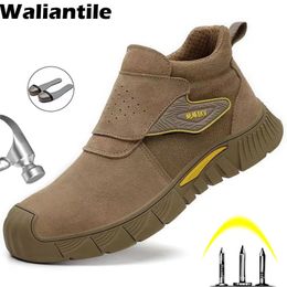 Dress Shoes Waliantile Insulated Safety Boots For Men Non-slip Construction Working Shoes Puncture Proof Steel Toe Indestructible Work Boots 230915