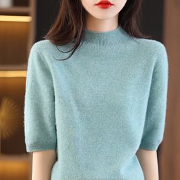 Women's Sweaters Turtleneck Knitwears Cashmere Sweater Knitted Pullover 100 Merino Wool Short Sleeve 2023 Female Clothing Jumper Top 230915