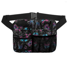 Waist Bags Gradient Fantasy Butterfly Pattern Staff Work Pocket Operating Room Satchel Tool Storage Bag Large Capacity Mezzanine Pack