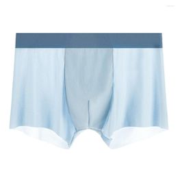 Underpants Sexy Men Ice Silk Underwear Seamless See-through Boxer Soft Briefs Pouch Breathable Shorts Trunks Summer