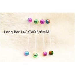 Tongue Rings 50Pcs Body Jewelry - Uv Flexible Long Barbells Retainer Scaffold Piercing Industrial Bar 1.6X38X6/6Mm Upper Heli Dhgarden Dhmvy