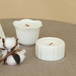 Candle Holders Simple White Ceramic Cup Holder DIY Empty Premium Nordic Style Container Candlestick