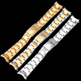 for ROLEX SUB Watch 20mm Intermediate Polishig Silver Gold New Men Curved End Watch Band Strap Bracelet STAINLESS ST174s