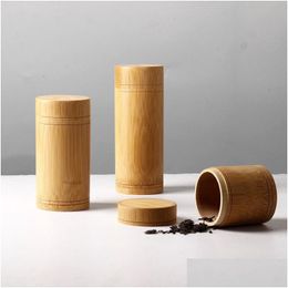 Storage Bottles Jars 30Pcs Natural Bamboo Tea Can Canister Boxes Travel Sealed Portable Coffee Container Small Jar Caddy Organiser Dro Dh1F0