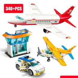Blocks City Series Modern Aviation Airport Civil Passengers Plane Aircraft Cargo Aeroplane Sets Building Toys For Kids Gift Boys 2306 Dhmhk