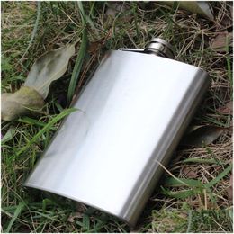 Hip Flasks 8Oz Stainless Steel Flask Cam Portable Outdoor Flagon Whisky Stoup Wine Pot Alcohol Bottles Drop Ship Delivery Home Garden Dhkyo