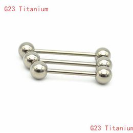 Tongue Rings Straight Barbell Bar Grade 23 Titanium G23 Body Piercing Jewellery Fashion Stud 14G 16Mm 19Mm 21Mm Drop Delivery Dhgarden Dhpjc