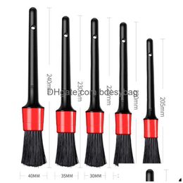 Brushes Car Exterior Interior Detail Brush 5Pcs Boar Hair Bristles For Cleaning Tools Dashboard Drop Delivery Home Garden Hand Dhelt