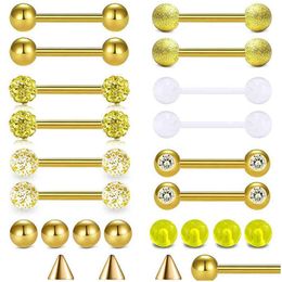 Tongue Rings 14G 6 Pairs Nipple Ring Surgical Steel Nipplerings Piercing Women 12-18Mm Bar With Replacement Balls Drop Delive Dhgarden Dhepq