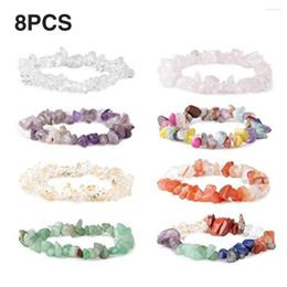 Strand 8pcs/set Fashion Jewelry Meditation Lightweight Irregular Spiritual Women Men Chakra Bracelet Healing Yoga Gift Crystal Stone