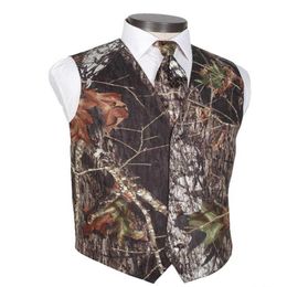 2021 Modest Camo Groom Vests Rustic Wedding Vest Tree Trunk Leaves Spring Camouflage Slim Fit Men's Vests 2 piece set Vest T2954