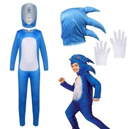 Children Sonic the Hedgehog Video Game Anime Cosplay Halloween Carnival Party Jumpsuits Mask Costume for Kids Dress Up3068