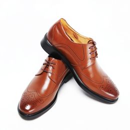 Dress Shoes brown Colour calf leather walking style height increase air circulation magnetic therapy massage dress shoes for man 230915