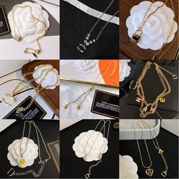 20Styles Fashion Designer Jewelry Silver Gold Plated Pendant Necklaces High-end Copper Brand Letter Links Chains Necklace Wedding Jewelry Christmas Gift