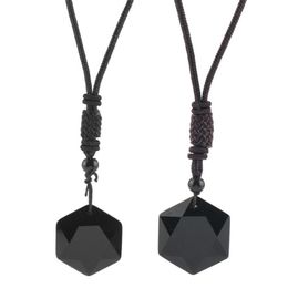 Pendant Necklaces Obsidian Spirit Pendulum Energy Stone Six-Pointed Star Necklace Men And Women Sweater Chain Jewelr252V