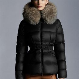 Womens Down Parkas Winter Designer outwear ciats Warm Fashion Full Hooded With Belt Lady cotton Coat Outerwear Big Pocket270r