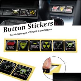 Car Stickers 4Pcs/Set Funny Interior Accessories Button Switch Decorative Decals For Vw Golf 6 Sagitar Car-Styling Drop Delivery Mob Dhwzr