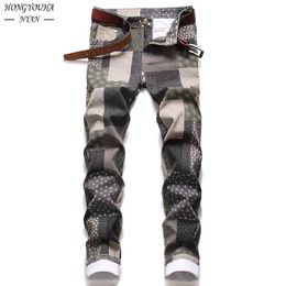 Mens Jeans Autumn Printed Classic Regular Fit Male Loose Casual Pants Fashion Business Hip Hop Brand Plus masculina 230915