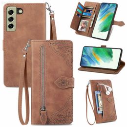 Cell Phone Cases S21FE S22 Ultra 5G Luxury Case Leather 360 Protect Zipper Wallet Book Shell for Samsung Galaxy S21 FE S20 S 21 22 Plus S23 Etui L230916