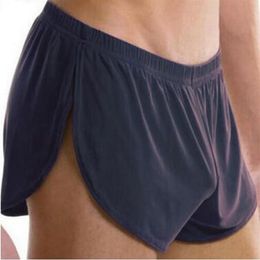 Fashion Sleepwear Loose Comfy Mens Boxer Shorts Pyjamas Side Split Underwear Shorts Panties Underpants Trunk Sexy Cueca Homme227Y