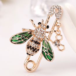 Pins Brooches Bee Brooch pins Women Enamel Crystal Insect Pin Lapel Pin Large Safety Pin 230915