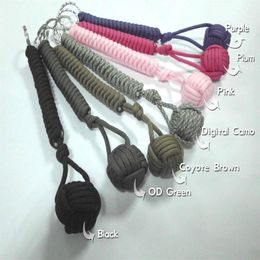 550 Paracord Self Defence Monkey Fist Keychain Ball Metal Core Lanyard246l