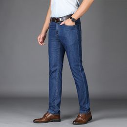 Mens Jeans TFETTERS Brand Summer Pants Big Size 2942 Thin Breath Silk Fabric Mid Straight Regular Full Length Work 230915
