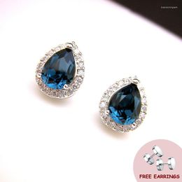 Stud Earrings Fashion 925 Silver Jewelry With Zircon Gemstone Water Drop Shape Earring Accessories For Women Wedding Party Gift