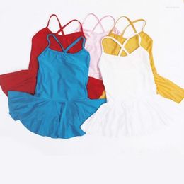 Stage Wear Gymnastics Leotard For Girls Ballet Tutu Skirts Dress Kids Competition Sleeveless Lyrical Dance Costume Children Lycra Dancewear