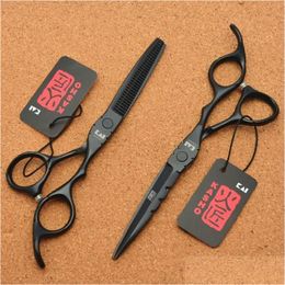 Hair Scissors 6.0 Japan 440C Black Colour Hairdressing Cutting Shears Thinning Professional Human H1010 Drop Delivery Products Care Sty Dhrcl