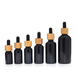 Frosted Glass Dropper Bottle Amber White Black Blue Green With Bamboo Cap 1oz Essential Oil Bottle 5ml 10ml 20ml 30ml 50ml Vtiei