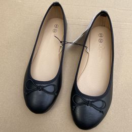 Dress Shoes Elegant Bowknot Ballerina Womens Flat Round Toe Comfort SlipOn Ladies Loafers Leather Single Mules 230915