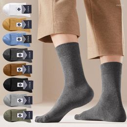 Men's Socks Brand 3 Pairs Resist Pilling Mid Tube Cotton Men Fully Sweat-absorbing Male Solid Color Meias Summer Spring