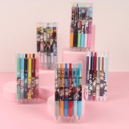 6pcs Teens In Times TNT Gel Pen Ma Jiaqi Song Yaxuan Anime Conan Jujutsu Kaisen Black Writing Study Stationery Gift 0.5