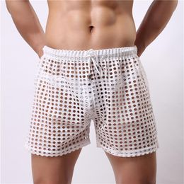 Sexy Men Mesh Boxer Shorts Underwear Gay Hollow Out Hole Mens Slim Sissy Panties Pouch See Through Mens Boxer Shorts Underwear308e