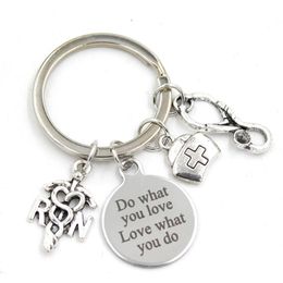 New Arrival Stainless Steel Jewellery RN Nurse Keychain Keyring Nurse Gifts for Men Women key ring332b