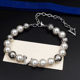 Luxury Women Jewellery Silver Bracelet Pearl Paired with Silver Round Beads Design Fashion Simple Designer Gorgeous dazzling Adjustable lady Bracelet