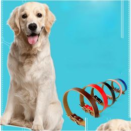 Dog Collars Leashes Adjustable Letter Collar Pin Buckle Leather Neck Lace Pet Supplies Red Pink Blue Will And Sandy Drop Delivery Home Dhxzo