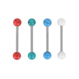 Tongue Rings Shippment 50Pcs Body Jewelry - Stone Punk Tongue/Nipple Ring Barbells Slee Piercing Bar Drop Delivery Dhgarden Dhuwk