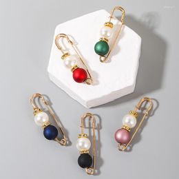 Brooches 5 Pcs/Set Female Fashion Gold Color Metal Rhinestone White Pearl Multicolor Beads Pins For Women Jewelry Accessories
