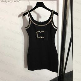 Basic Casual Dresses Shiny Rhinestone Sexy Dress Women Bodycon Dresses Club Party Black Dress Designer Breathable Fashion Clothing L230916