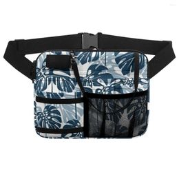 Waist Bags Hawaii Tropical Leaves Pattern Outdoor Work Satchel Zippers Waistpack Classic Dirt Resistant Handbag Side Pockets Crossbody Bag