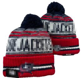 Giacche blu Berretti Berretto di lana Caldo Sport Cappello lavorato a maglia Hockey Squadra nordamericana A righe Linea laterale USA College Cuffed Pom Hats Uomo Donna a0