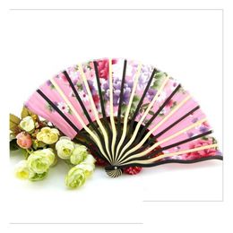 Fans Plum Blossom Flower Print Folding Hand Hollow Out Dance Party Pocket Gifts Wedding Decor Drop Delivery Toys Electronic Dh9Ad