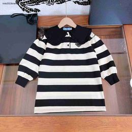 autumn Dress for girl Simple black and white stripe design Kids frock Size 100-150 CM Long sleeved Child Skirt Sep15