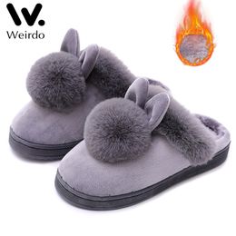 Slippers Fluffy House Shoes Women Winter Warm Cute Rabbit Ears Female Furry Plush Home Indoor Casual Ladies Soft Shoe 230915