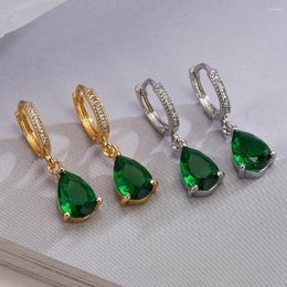 Dangle Earrings BUY Fashion Gold/Silver Colour Waterdrop Drop For Elegant Women Shiny CZ Green Crystal Stone Jewellery Femme Bijoux