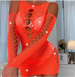 Sexy Set Sexy Rhinestone Arm Sleeve Dress Crystal Bodystocking Dancewear Clubwear Lingerie 230808